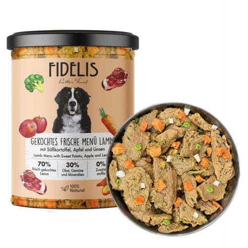 Fidelis - Főtt menü - Bárány, Édesburgonya, Alma és Lencse 400g