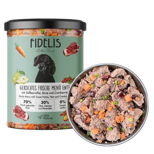 Fidelis - Főtt menü - Kacsa, édesburgonya, körte és áfonya 400g