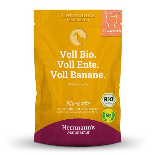 Herrmann's - Bio Kacsahús menü macskáknak 94,2%-os hústartalommal 100g